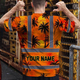 Hi Vis T Shirt Reflective Tapes Orange Neon Flowers Custom Name