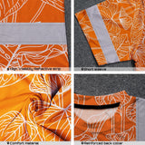 Hi Vis T Shirt Reflective Tapes Orange Neon Flowers Custom Name Safety Workwear For Workers, Truckers, Operators
