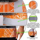 Hi Vis T Shirt Reflective Tapes Orange Neon Flowers Custom Name Safety Workwear For Workers, Truckers, Operators