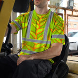 Hi Vis T Shirt Reflective Tapes Orange Neon Lime Heliconia Custom Name Safety Workwear For Workers, Truckers, Operators