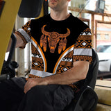 Hi Vis T Shirt Reflective Tapes Orange Neon Skull Native Custom Name Safety Workwear For Workers, Truckers, Operators