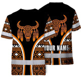 Hi Vis T Shirt Reflective Tapes Orange Neon Skull Native Custom Name Safety Workwear For Workers, Truckers, Operators