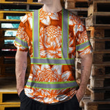 Hi Vis T Shirt Reflective Tapes Orange Neon White Protea Custom Name Safety Workwear For Workers, Truckers, Operators