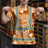 Hi Vis T Shirt Reflective Tapes Orange Neon White Protea Custom Name Safety Workwear For Workers, Truckers, Operators