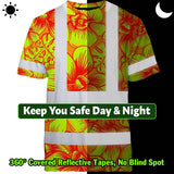 Hi Vis T Shirt Reflective Tapes Orange Neon Yellow Orchid Custom Name Safety Workwear For Workers, Truckers, Operators