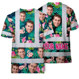 Hi Vis T Shirt Reflective Tapes Pink And Green 2 Custom Name And Photo Safety Workwear For Workers, Truckers, Operators