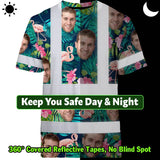 Hi Vis T Shirt Reflective Tapes Pink And Green 2 Custom Name And Photo Safety Workwear For Workers, Truckers, Operators