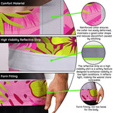 Hi Vis T Shirt Reflective Tapes Pink Neon And Lime Flowers Hawaii Custom Name Safety Workwear For Workers, Truckers, Operators