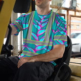 Hi Vis T Shirt Reflective Tapes Pink Neon Blue Heliconia Custom Name Safety Workwear For Workers, Truckers, Operators