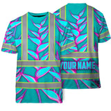 Hi Vis T Shirt Reflective Tapes Pink Neon Blue Heliconia Custom Name Safety Workwear For Workers, Truckers, Operators