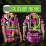 Hi Vis T Shirt Reflective Tapes Pink Neon Flowers Custom Name