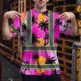 Hi Vis T Shirt Reflective Tapes Pink Neon Flowers Custom Name