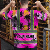 Hi Vis T Shirt Reflective Tapes Pink Neon Flowers Custom Name