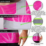 Hi Vis T Shirt Reflective Tapes Pink Neon Flowers Hawaii Custom Name Safety Workwear For Workers, Truckers, Operators