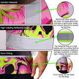 Hi Vis T Shirt Reflective Tapes Pink Neon Lime Skull Custom Name Safety Workwear For Workers, Truckers, Operators