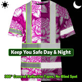 Hi Vis T Shirt Reflective Tapes Pink Neon White Protea Custom Name Safety Workwear For Workers, Truckers, Operators