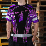 Hi Vis T Shirt Reflective Tapes Pink Violet Neon Native Custom Name Safety Workwear For Workers, Truckers, Operators