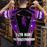 Hi Vis T Shirt Reflective Tapes Pink Violet Neon Native Custom Name Safety Workwear For Workers, Truckers, Operators