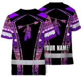 Hi Vis T Shirt Reflective Tapes Pink Violet Neon Native Custom Name Safety Workwear For Workers, Truckers, Operators