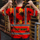 Hi Vis T Shirt Reflective Tapes Red Neon Flowers Custom Name