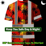 Hi Vis T Shirt Reflective Tapes Red Neon Flowers Custom Name