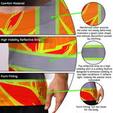 Hi Vis T Shirt Reflective Tapes Red Neon Lime Heliconia Custom Name Safety Workwear For Workers, Truckers, Operators