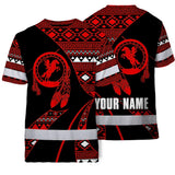 Hi Vis T Shirt Reflective Tapes Red Neon Native Custom Name Safety Workwear For Workers, Truckers, Operators