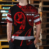 Hi Vis T Shirt Reflective Tapes Red Neon Native Custom Name Safety Workwear For Workers, Truckers, Operators
