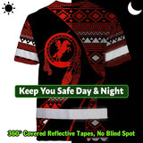 Hi Vis T Shirt Reflective Tapes Red Neon Native Custom Name Safety Workwear For Workers, Truckers, Operators