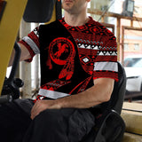 Hi Vis T Shirt Reflective Tapes Red Neon Native Custom Name Safety Workwear For Workers, Truckers, Operators