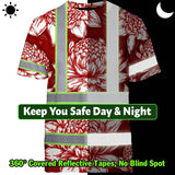 Hi Vis T Shirt Reflective Tapes Red Neon White Protea Custom Name Safety Workwear For Workers, Truckers, Operators