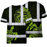 Hi Vis T Shirt Reflective Tapes Sea Turtle Hawaiian Polynesian Tribal Custom Name