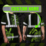 Hi Vis T Shirt Reflective Tapes Sea Turtle Hawaiian Polynesian Tribal Custom Name