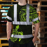 Hi Vis T Shirt Reflective Tapes Sea Turtle Hawaiian Polynesian Tribal Custom Name