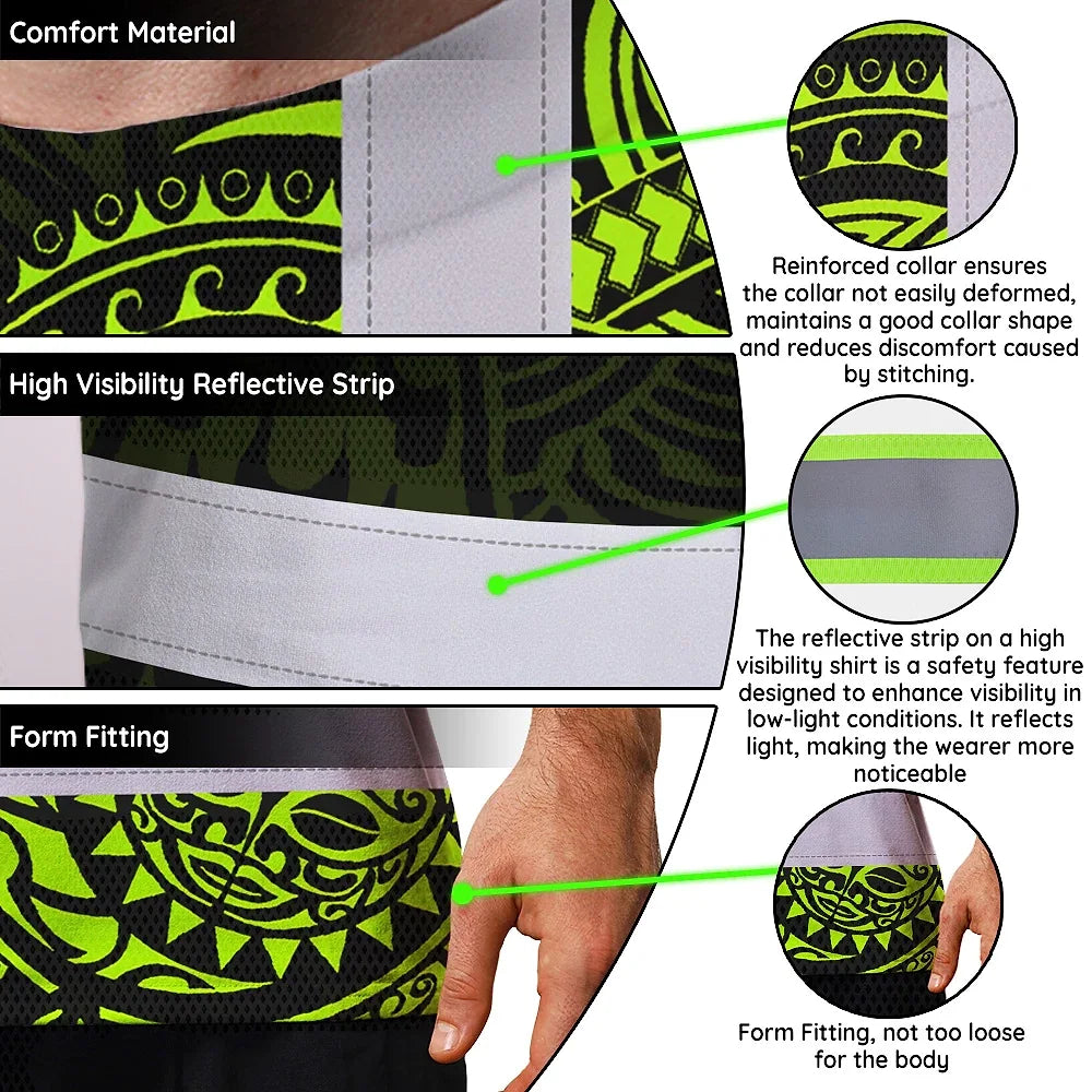 Hi Vis T Shirt Reflective Tapes Sea Turtle Hawaiian Polynesian Tribal Custom Name