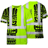 Hi Vis T Shirt Reflective Tapes TiKi Hawaiian Polynesian Tribal Custom Name