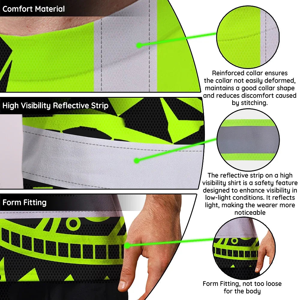 Hi Vis T Shirt Reflective Tapes TiKi Hawaiian Polynesian Tribal Custom Name