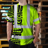Hi Vis T Shirt Reflective Tapes TiKi Hawaiian Polynesian Tribal Custom Name