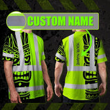 Hi Vis T Shirt Reflective Tapes TiKi Hawaiian Polynesian Tribal Custom Name