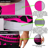 Hi Vis T Shirt Reflective Tapes TiKi Pink Neon Polynesian Tribal Custom Name Safety Workwear For Workers, Truckers, Operators