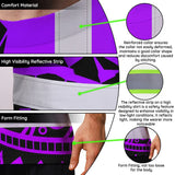 Hi Vis T Shirt Reflective Tapes TiKi  Violet Neon Polynesian Tribal Custom Name Safety Workwear For Workers, Truckers, Operators