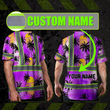 Hi Vis T Shirt Reflective Tapes Violet Neon Flowers Custom Name