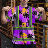 Hi Vis T Shirt Reflective Tapes Violet Neon Flowers Custom Name