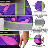Hi Vis T Shirt Reflective Tapes Violet Neon Pink Heliconia Custom Name Safety Workwear For Workers, Truckers, Operators