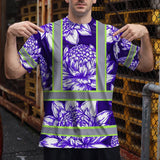 Hi Vis T Shirt Reflective Tapes Violet Neon White Protea Custom Name Safety Workwear For Workers, Truckers, Operators