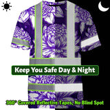 Hi Vis T Shirt Reflective Tapes Violet Neon White Protea Custom Name Safety Workwear For Workers, Truckers, Operators