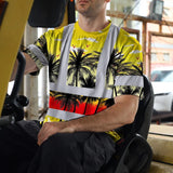 Hi Vis T Shirt Reflective Tapes Yellow Coconut Tree Custom Name Safety Workwear For Workers, Truckers, Operators