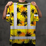 Hi Vis T Shirt Reflective Tapes Yellow Neon Flowers Custom Name Safety Workwear Workers, Truckers, Operators