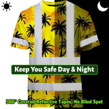 Hi Vis T Shirt Reflective Tapes Yellow Neon Flowers Custom Name Safety Workwear Workers, Truckers, Operators