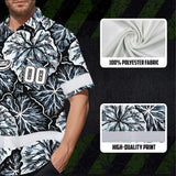 Hi Vis Team Hawaiian Shirt Reflective Tapes Black White Leaf Custom Name And Number Safety Workwear For Baseball Team Workers, Truckers, Operators